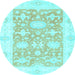 Round Machine Washable Abstract Light Blue Modern Rug, wshabs2969lblu