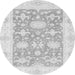 Round Machine Washable Abstract Gray Modern Rug, wshabs2969gry