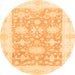 Round Abstract Orange Modern Rug, abs2969org