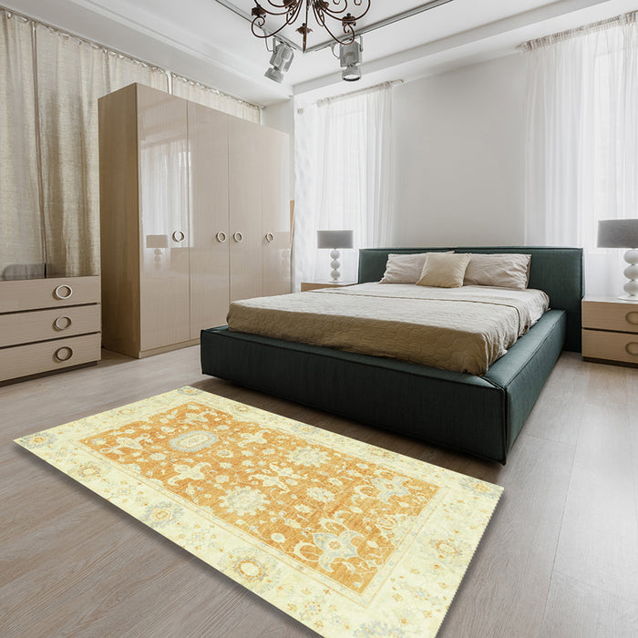 Abstract Orange Modern Rug in a Bedroom, abs2969