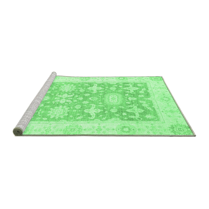 Sideview of Machine Washable Abstract Emerald Green Modern Area Rugs, wshabs2969emgrn