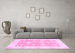 Machine Washable Abstract Pink Modern Rug in a Living Room, wshabs2969pnk