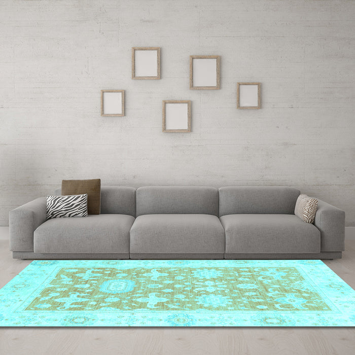 Machine Washable Abstract Light Blue Modern Rug in a Living Room, wshabs2969lblu