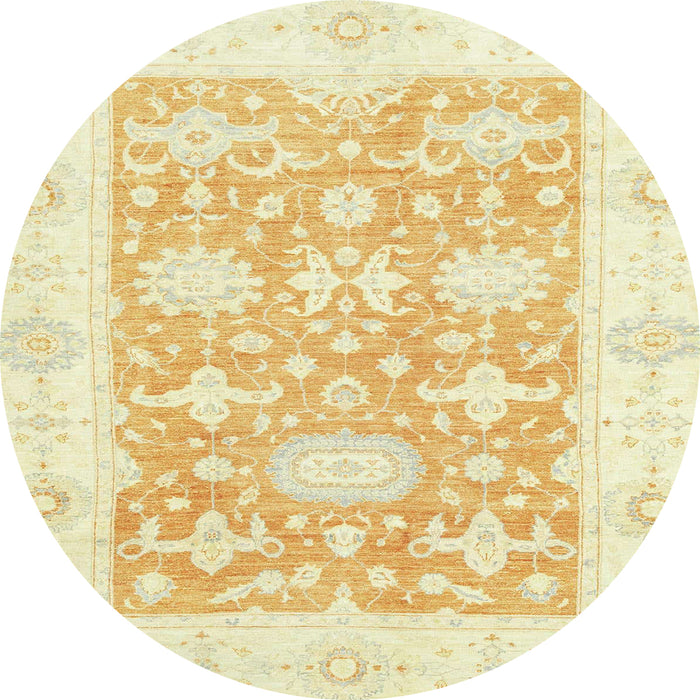 Round Abstract Orange Modern Rug, abs2969