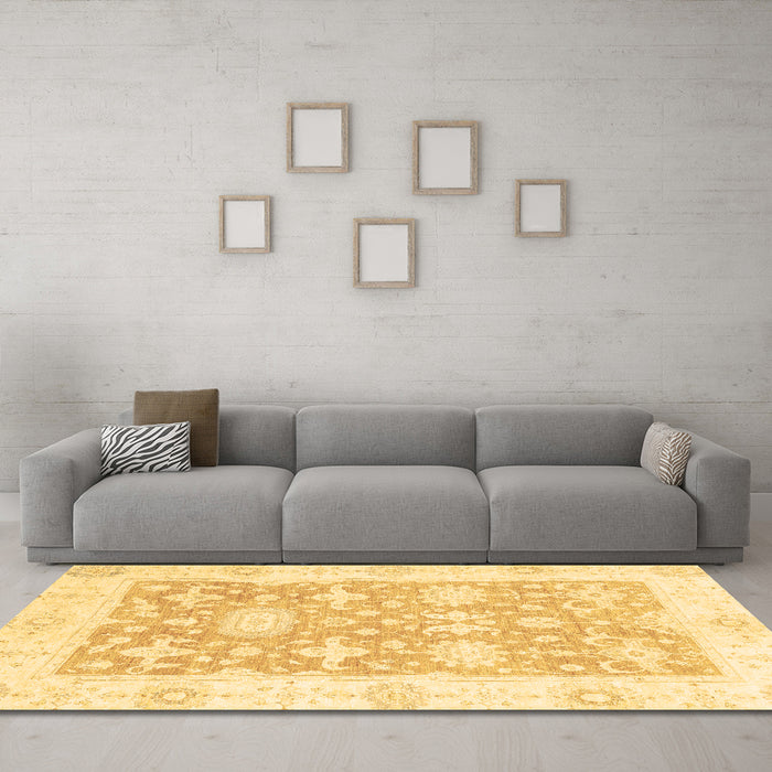 Machine Washable Abstract Brown Modern Rug in a Living Room,, wshabs2969brn