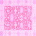 Square Machine Washable Abstract Pink Modern Rug, wshabs2969pnk