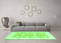 Machine Washable Abstract Green Modern Rug, wshabs2969grn