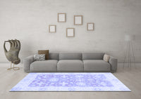 Machine Washable Abstract Blue Modern Rug, wshabs2969blu