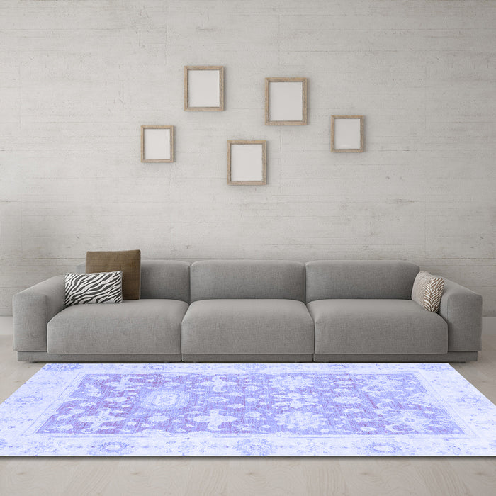 Machine Washable Abstract Blue Modern Rug in a Living Room, wshabs2969blu