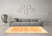 Machine Washable Abstract Orange Modern Area Rugs in a Living Room, wshabs2969org