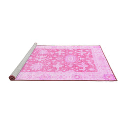 Sideview of Machine Washable Abstract Pink Modern Rug, wshabs2969pnk