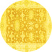 Round Abstract Yellow Modern Rug, abs2969yw