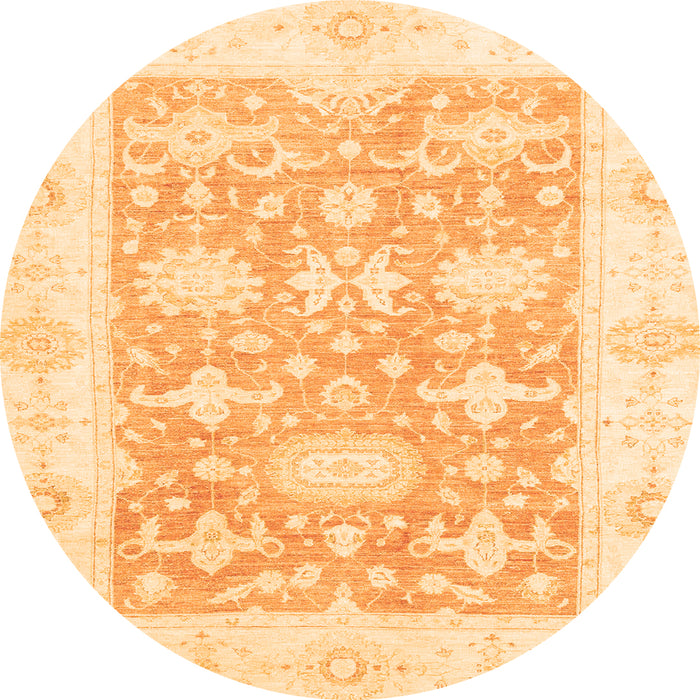 Round Machine Washable Abstract Orange Modern Area Rugs, wshabs2969org