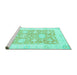 Sideview of Machine Washable Abstract Turquoise Modern Area Rugs, wshabs2969turq