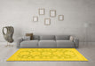 Machine Washable Oriental Yellow Traditional Rug in a Living Room, wshabs296yw