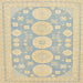 Square Abstract Brown Gold Oriental Rug, abs296