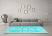 Machine Washable Oriental Light Blue Traditional Rug in a Living Room, wshabs296lblu