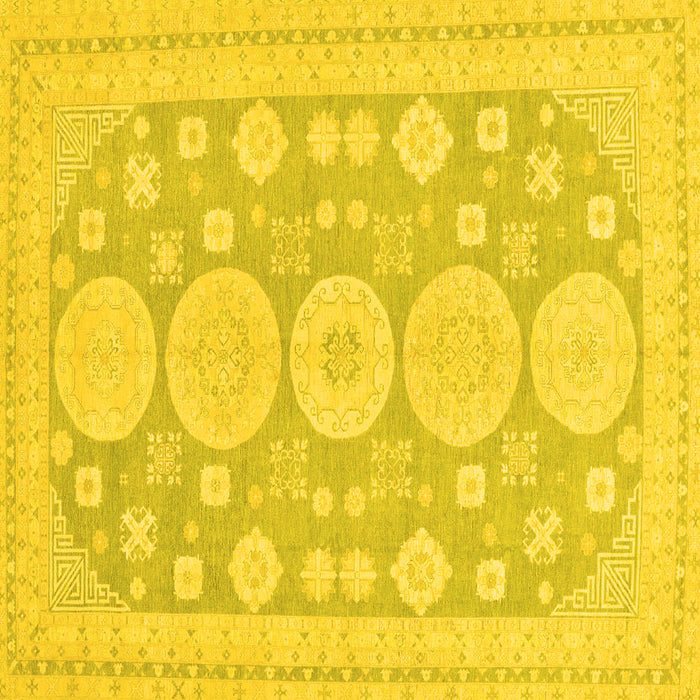 Square Machine Washable Oriental Yellow Traditional Rug, wshabs296yw