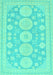 Machine Washable Oriental Turquoise Traditional Area Rugs, wshabs296turq