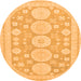 Round Oriental Orange Traditional Rug, abs296org