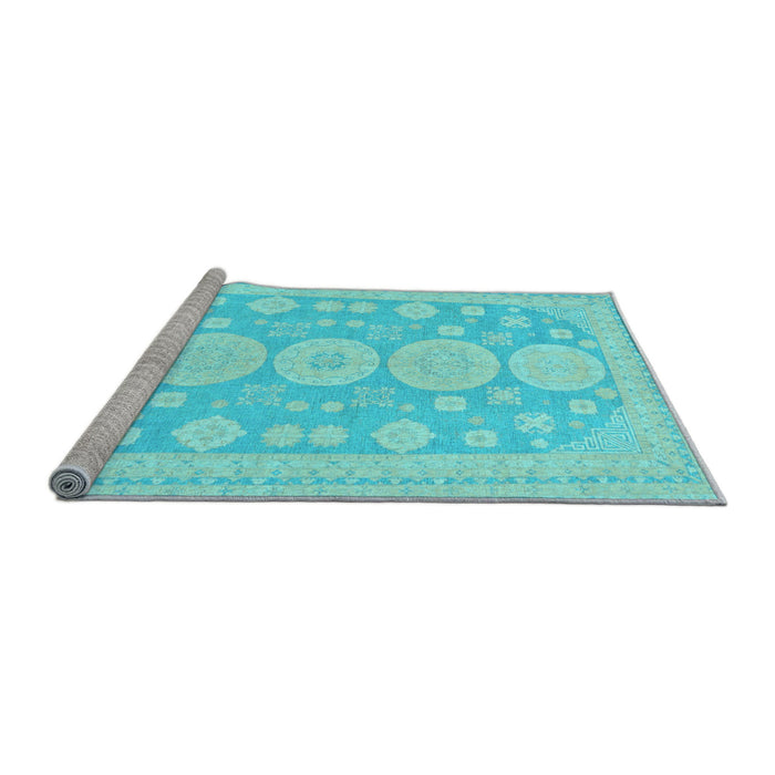 Sideview of Machine Washable Oriental Light Blue Traditional Rug, wshabs296lblu