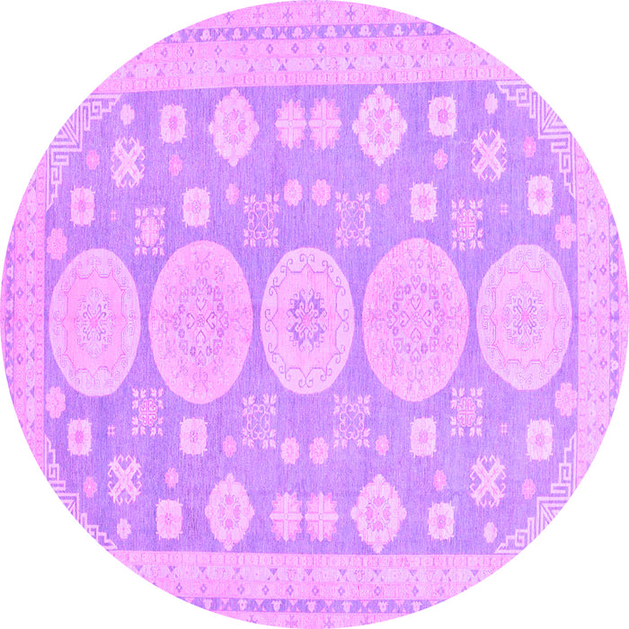 Round Machine Washable Oriental Purple Traditional Area Rugs, wshabs296pur