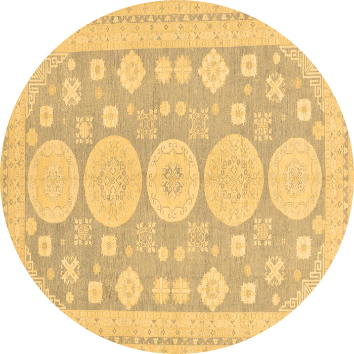 Round Oriental Brown Traditional Rug, abs296brn