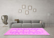 Machine Washable Oriental Pink Traditional Rug in a Living Room, wshabs296pnk