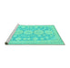 Sideview of Machine Washable Oriental Turquoise Traditional Area Rugs, wshabs296turq
