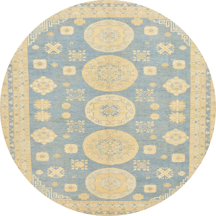Round Abstract Brown Gold Oriental Rug, abs296