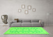 Machine Washable Oriental Green Traditional Area Rugs in a Living Room,, wshabs296grn