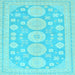 Square Machine Washable Oriental Light Blue Traditional Rug, wshabs296lblu