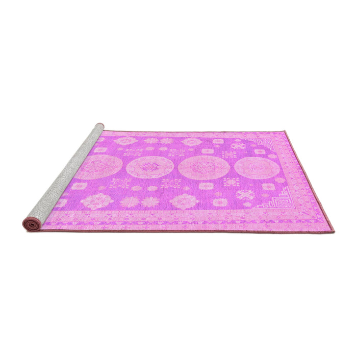 Sideview of Machine Washable Oriental Pink Traditional Rug, wshabs296pnk