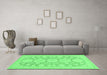 Machine Washable Oriental Emerald Green Traditional Area Rugs in a Living Room,, wshabs296emgrn