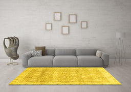 Machine Washable Oriental Yellow Traditional Rug in a Living Room, wshabs2970yw