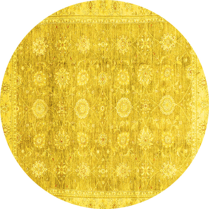Round Oriental Yellow Traditional Rug, abs2970yw