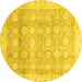 Round Oriental Yellow Traditional Rug, abs2970yw