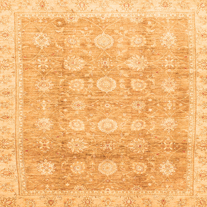 Square Machine Washable Oriental Orange Traditional Area Rugs, wshabs2970org