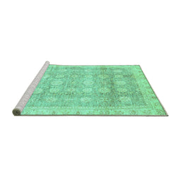 Sideview of Machine Washable Oriental Turquoise Traditional Area Rugs, wshabs2970turq