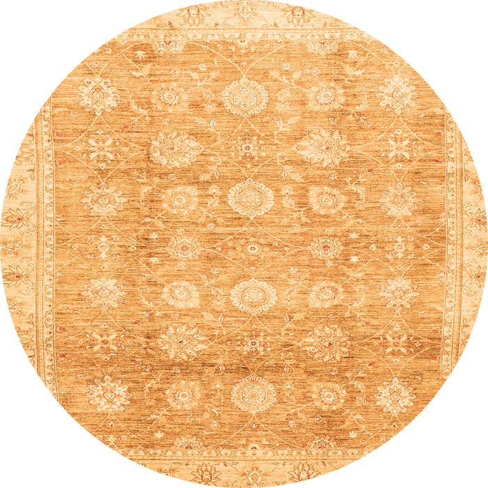 Round Machine Washable Oriental Orange Traditional Area Rugs, wshabs2970org