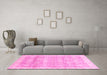 Machine Washable Oriental Pink Traditional Rug in a Living Room, wshabs2970pnk