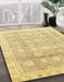 Abstract Gold Oriental Rug in Family Room, abs2970