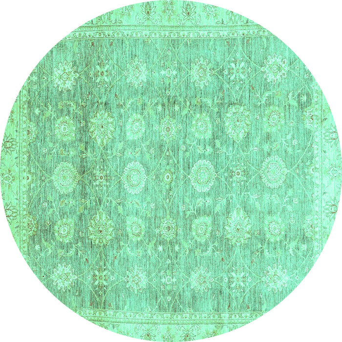 Round Oriental Turquoise Traditional Rug, abs2970turq