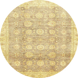 Round Machine Washable Abstract Gold Rug, wshabs2970