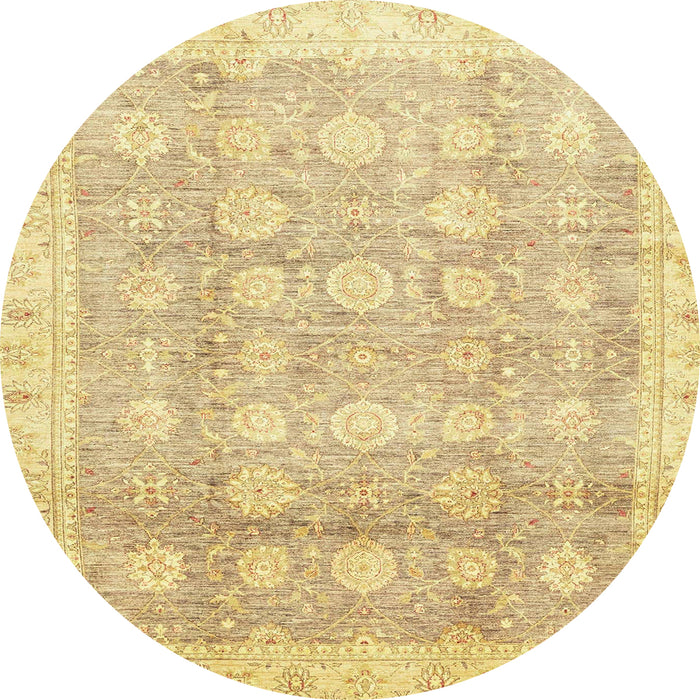 Round Machine Washable Abstract Gold Rug, wshabs2970