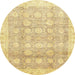 Round Abstract Gold Oriental Rug, abs2970