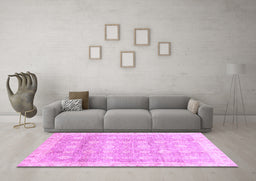 Machine Washable Oriental Purple Traditional Area Rugs in a Living Room, wshabs2970pur
