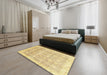 Machine Washable Abstract Gold Rug in a Bedroom, wshabs2970