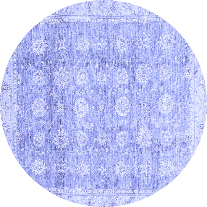 Round Machine Washable Oriental Blue Traditional Rug, wshabs2970blu