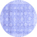 Round Machine Washable Oriental Blue Traditional Rug, wshabs2970blu